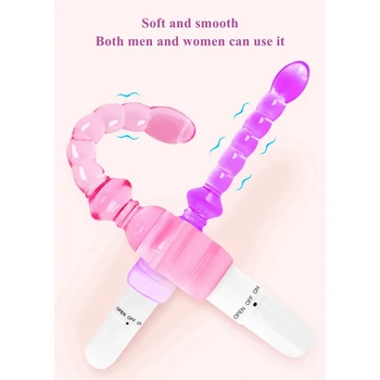Jelly Vibrator Stick Long Anal Butt Plug Beads G-spot vagina Massager Adult Sex Toys For woman Couples Masturbation Shop Dildo 4