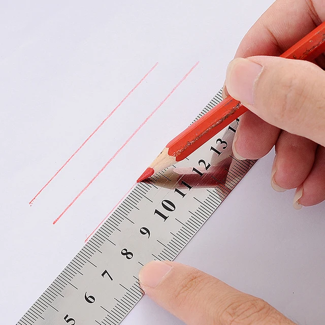 1PC 15-30cm Stainless Steel Metal Straight Ruler Tool Double Sided Measuring Tool 3