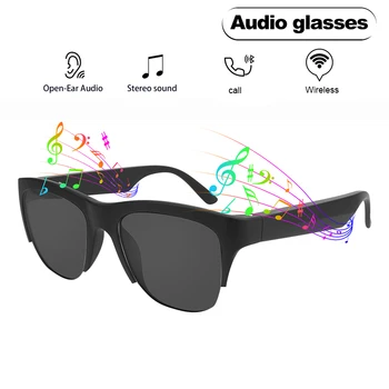 Smart Glasses Wireless Bluetooth Sunglasses Built-in Microphone Speakers Touch & Voice Assistant Compatible Glass for Men Women Consumer Electronics Smart Electronics Smart Watches cb5feb1b7314637725a2e7: Black 