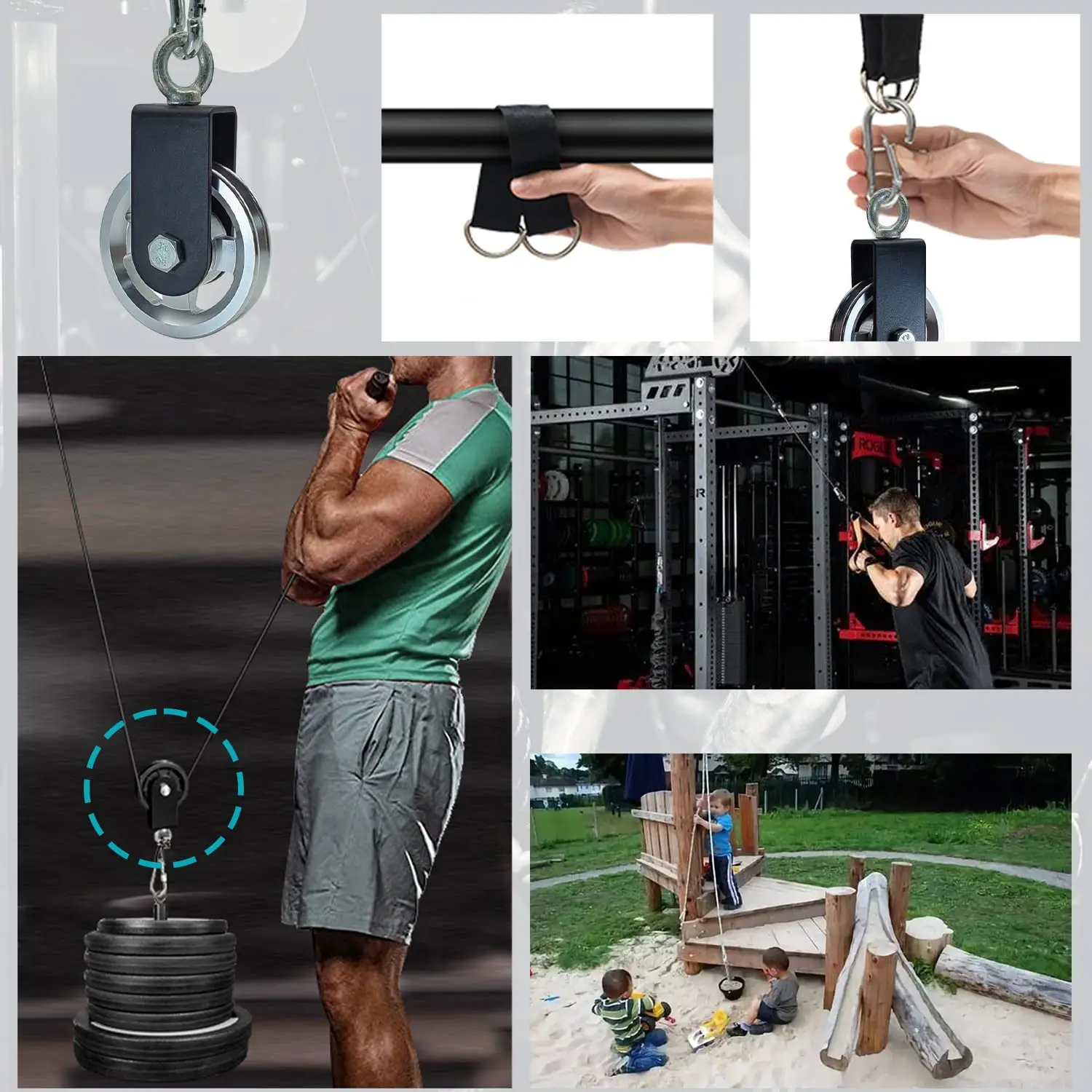 Fitness Pulley Fitness Cable Pulley Fitness Pulley Cable Heavy Duty Pulleys Lightweight Aluminum Silence Detachable 360 Rotation