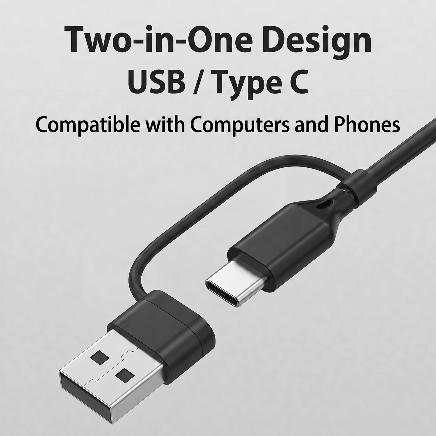 USB Type C HiFi Stereo Wired Headphones with HD Mic & Volume Control
