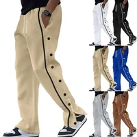 Loose Casual Men's Pants Buttoned Straight Leg Drawstring Large Size Long Trousers Autumn New Style Cross-Border Sportswear