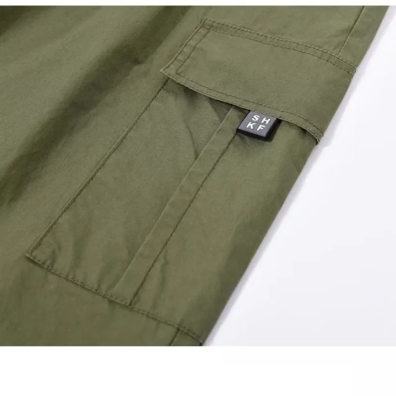 Women's Spring Summer Shirring Solid High Waisted Pockets with Elastic Harlan Lantern Wide Leg Workwear Trousers Vintage Pants