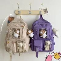 Large-capacity Cute Women Multi-Pocket Nylon Backpack Ins Junior High School Student School Bag Female Girl Backpack Laptop Book 3