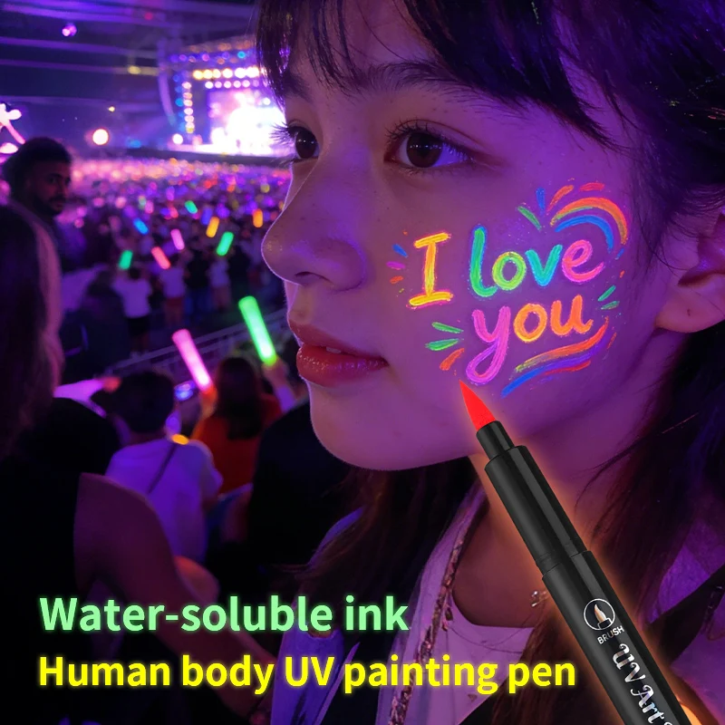 12개/세트 UV 야광 페인트 마커 형광 블랙라이트 반응펜 세척 가능한 네온 아트 (레이브, 파티, 할로윈 그래피티용)