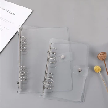 Cartella di file con clip in plastica di colore trasparente A4/A5/A6/Notebook Raccoglitore ad anelli a fogli mobili Agenda Agenda Forniture per ufficio scolastico
