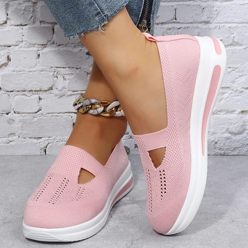 

Summer Breathable Mesh Sneakers for Women Hollow Out Platform Sports Shoes Woman Plus Size Knit Casual Flats Ladies Loafers 2023