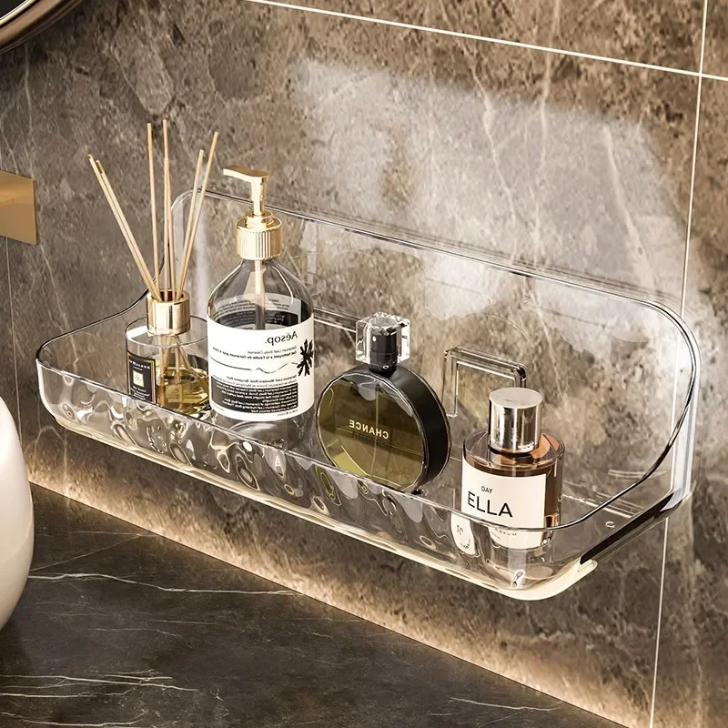 Washstand Cosmetics Storage Rack Acryli Shower Storage Rack Bathroom Shelf No Drill Organizer Wall Mounted Toilet Shampoo Holder bathtub storage rack