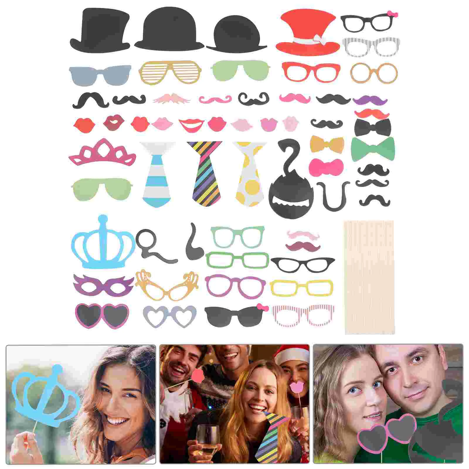 

TINKSKY 60pcs Funny Photo Booth Props Mustache Mask for Wedding / Party / Christmas (Mixed Style)