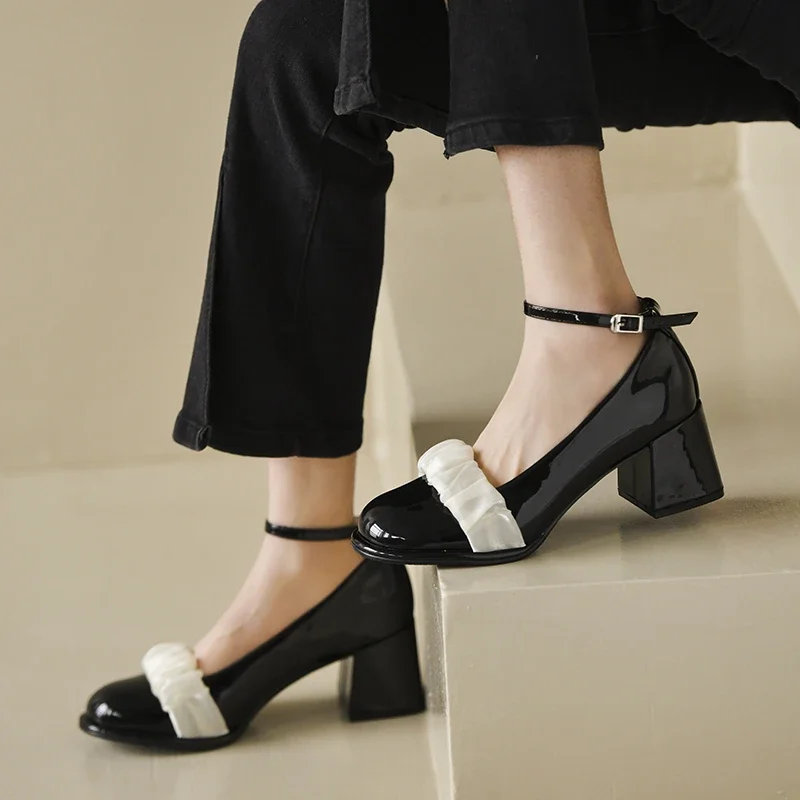 Sweet Buckle Mary Jane Summer Thick High Heel 6.5CM Sandals 2023 Gentle Casual Street Fashion Trend Office Ladies High Heels