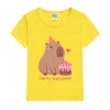 Cute Capybara And Cake Happy Cappy Birthday Kids T-Shirt Print Girls Clothes Child T-shirt White Short Sleeve Tee 1-12 Year 5