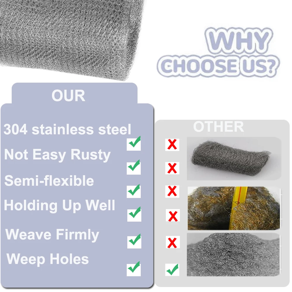 1/3 roll braided stainless steel mesh mesh filling insect and rodent screen screen rabbit rodent protection garden hole net 5