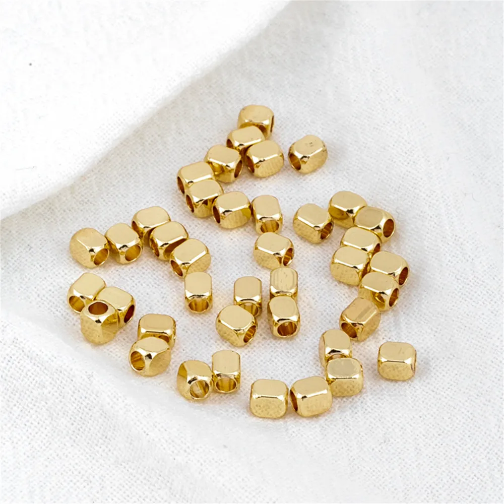 

Geometric Rectangular 3x4mm Large Pore Beads 14K Gold Plated Spacer Beads for DIY Jewelry Making Components Bracelets Accessorie