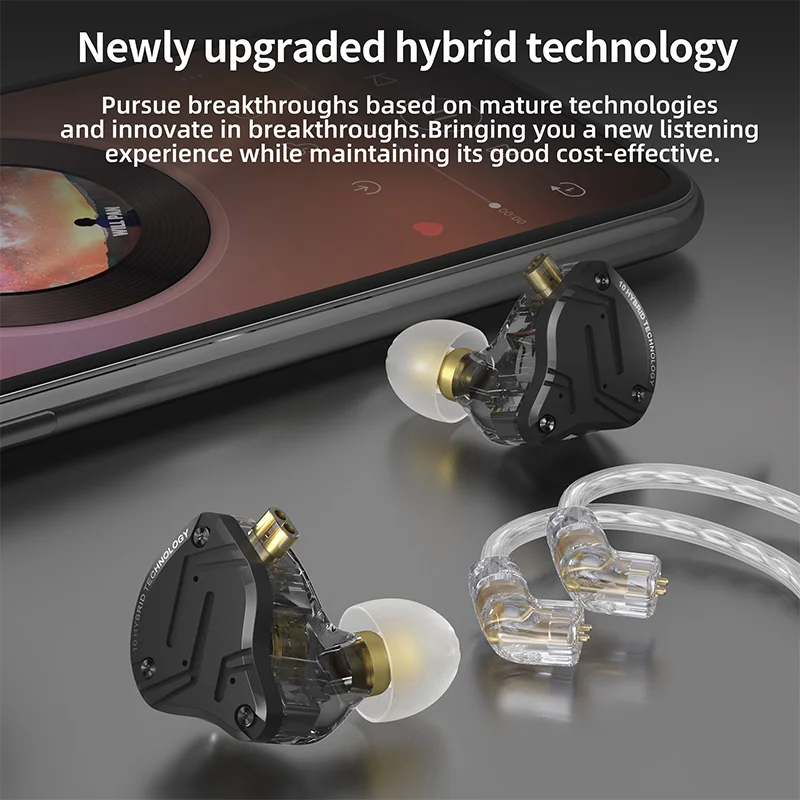 KZ ZS10 Pro X HIFI Bass Metal Hybrid in Ear Earphone 4BA+1DD 5 Driver Sport Noise Cancelling IEM Wired Earbuds Gaming Earbuds
