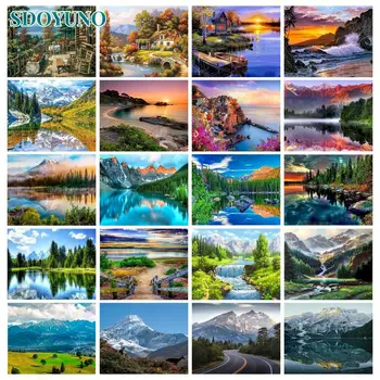 Dipinto con i numeri su tela con cornice Kit fai da te per adulti Scenery Drawing pittura acrilica immagine a olio di colorazione con i numeri Art