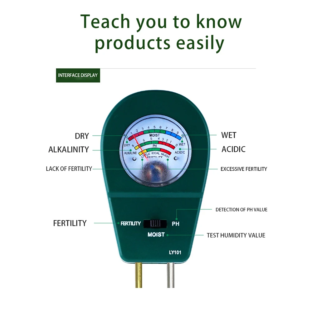LY10 3 in 1 soil tester PH Meter Moisture Soil Fertility Meter Plant Growth Environment Monitoring For Agricultural Cultivation