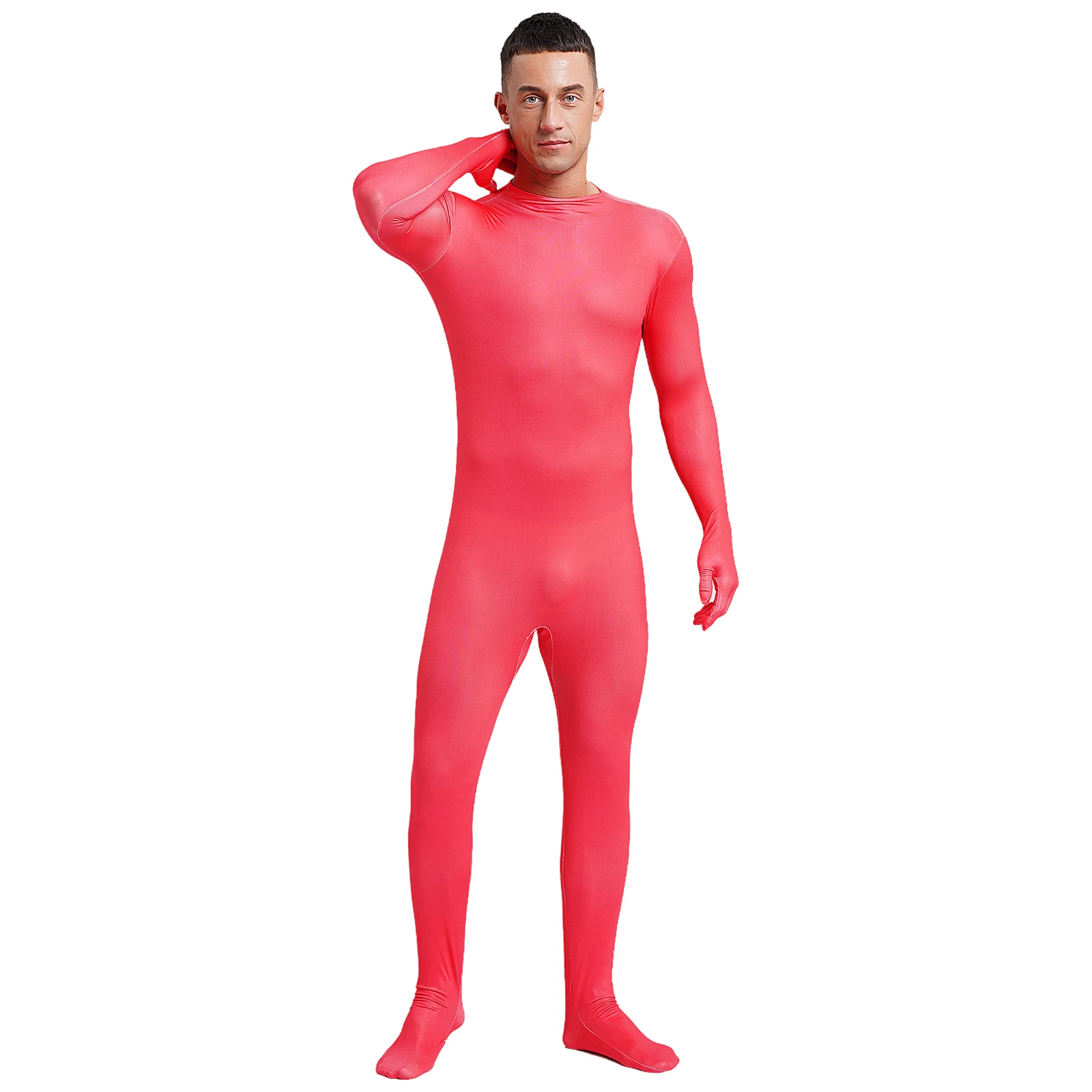 Full Body Zentai Unitards Jumpsuit Mens Womens Long Sleeve Bodysuit Footed Gymnastic Catsuit Skin Tight Halloween Costume