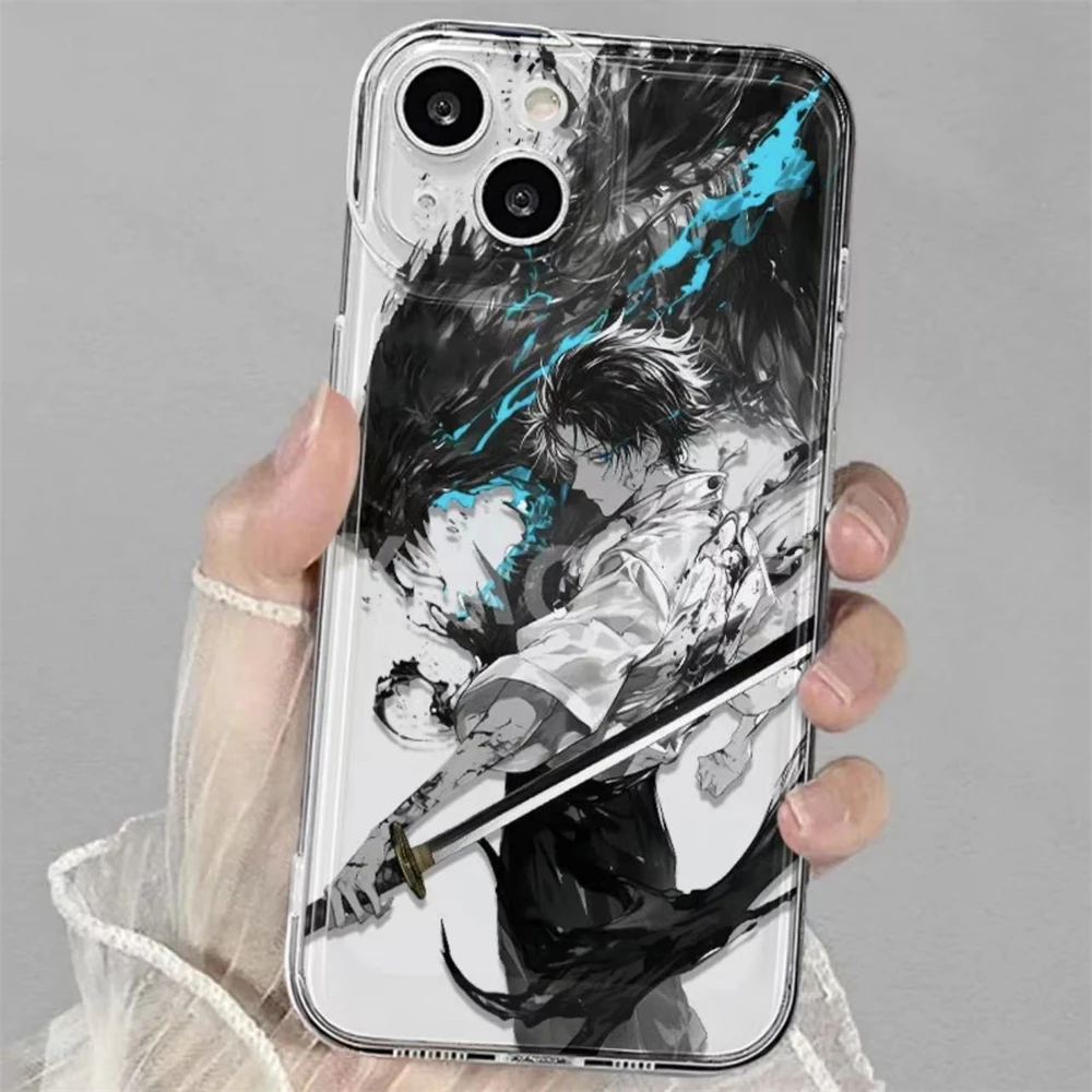 Прозрачный мягкий чехол для iPhone с японским аниме Okkotsu Yuta Gojo Satoru 15 14 13 12 11 Pro Max XR XS 7 8 Plus SE X Coque