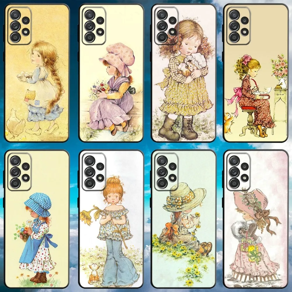 Custodia Per Telefono D'Arte Carina Sarah Kay Per Samsung S21,S22 Ultra,S20,S30 Plus,S22 Plus,S23,S30 Ultra 5G Cover Nera Morbida