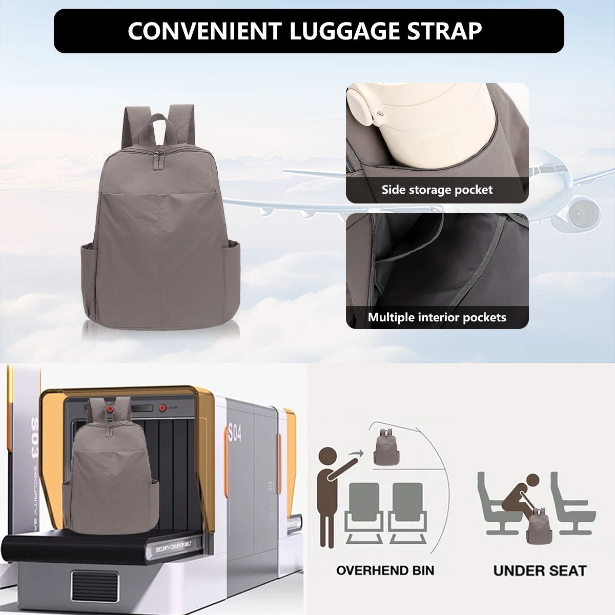 Backpack for Business Trips, Large Capacity, Oxford Waterproof, Lightweight Nylon Backpack, Multi-Functional Commuting Travel Computer Bag for School and Classes