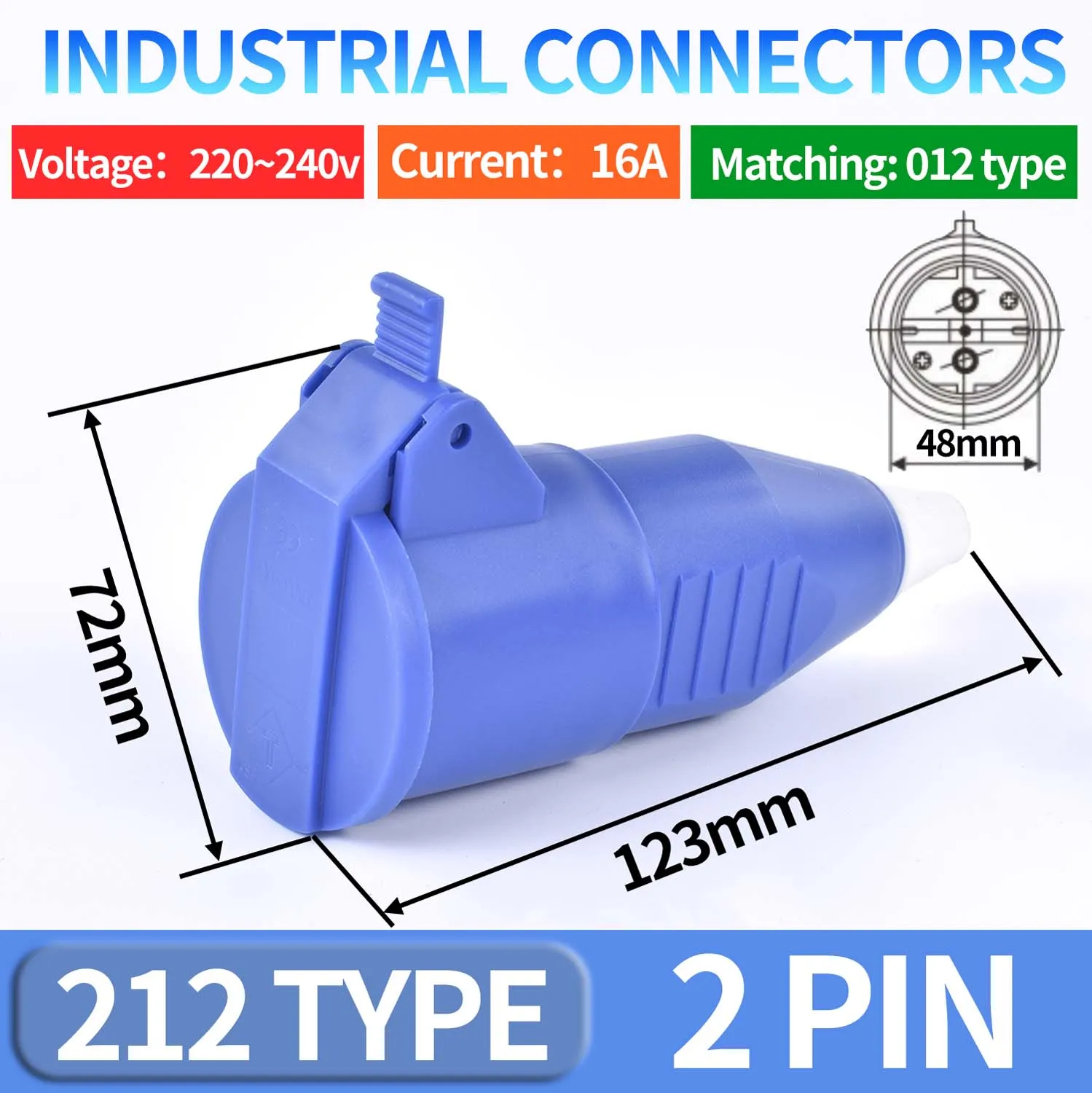 Durable Waterproof Industrial Plug and Socket - 16A, 2-Pin, IP44/IP54, Concealed/Wall Mounted, 200-250V