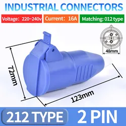 Durable Waterproof Industrial Plug and Socket - 16A, 2-Pin, IP44/IP54, Concealed/Wall Mounted, 200-250V - 16A (Connector)