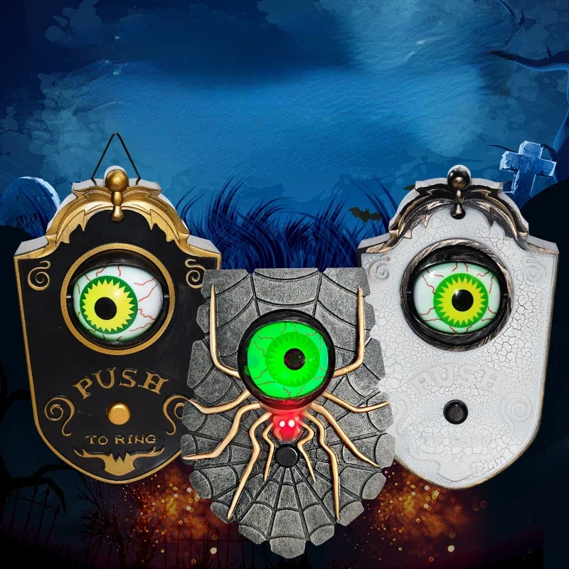 

1 Pcs Novelty Halloween One-Eyed Doorbell Decoration Toys Haunted House Horror Glowing Pendant Tricky Door Hanging Prank Toys