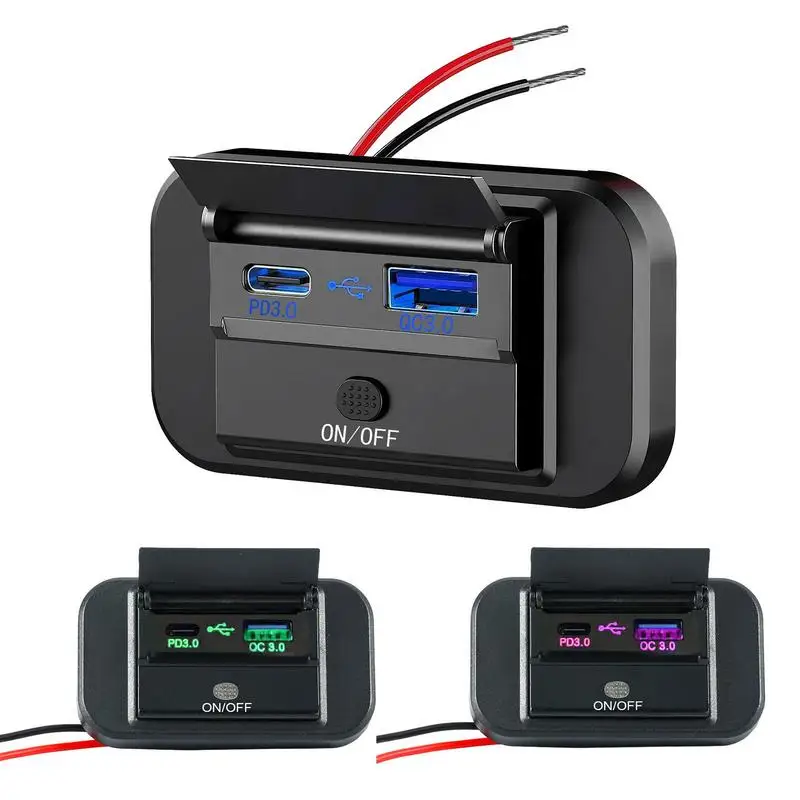 

Car Charger Adapter USB C Adapter Multifunctional Charging Car Phone Charger Electronic Key Switch Cigarettes Lighter Adapter