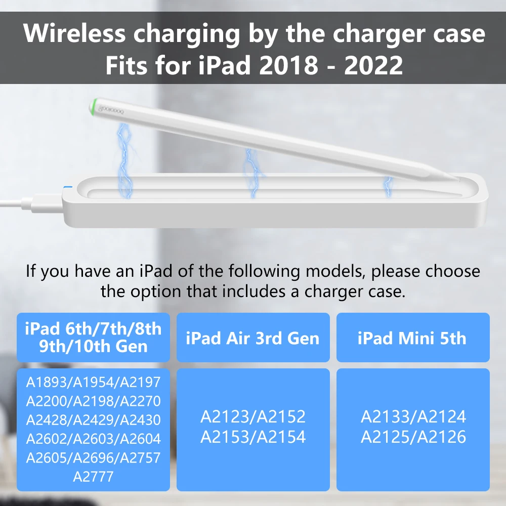 Apple Pencil 2 1用,ワイヤレス充電付き,ipad air用,4 5 pro 11 12.9 