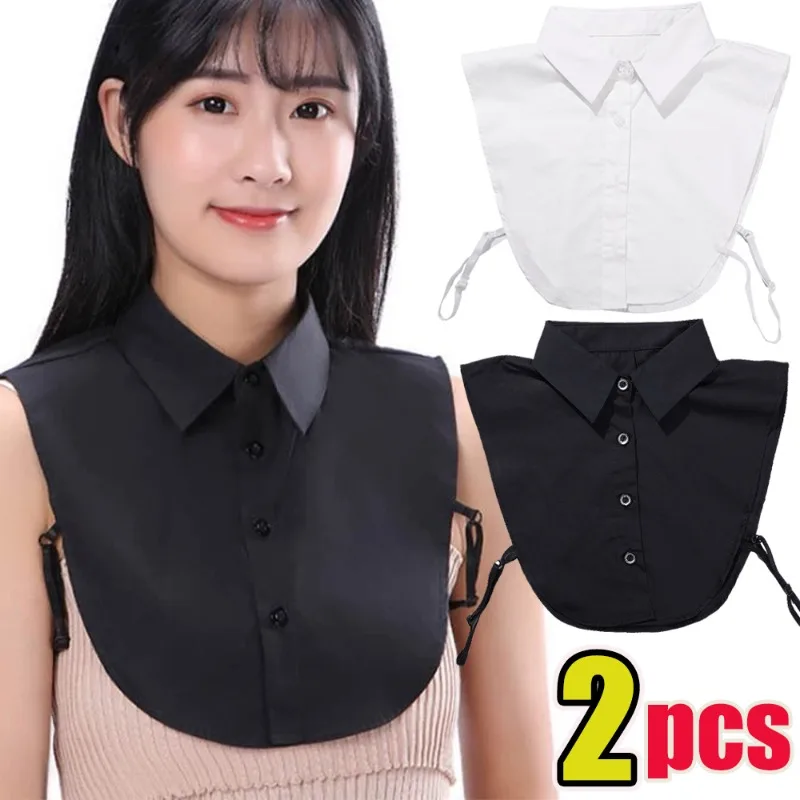 

Vintage Fake Collar Blouse Summer Women Girl Simple Solid Cotton Fake Collar Blouse Daily Versatile Casual Tie Fashion Accessory