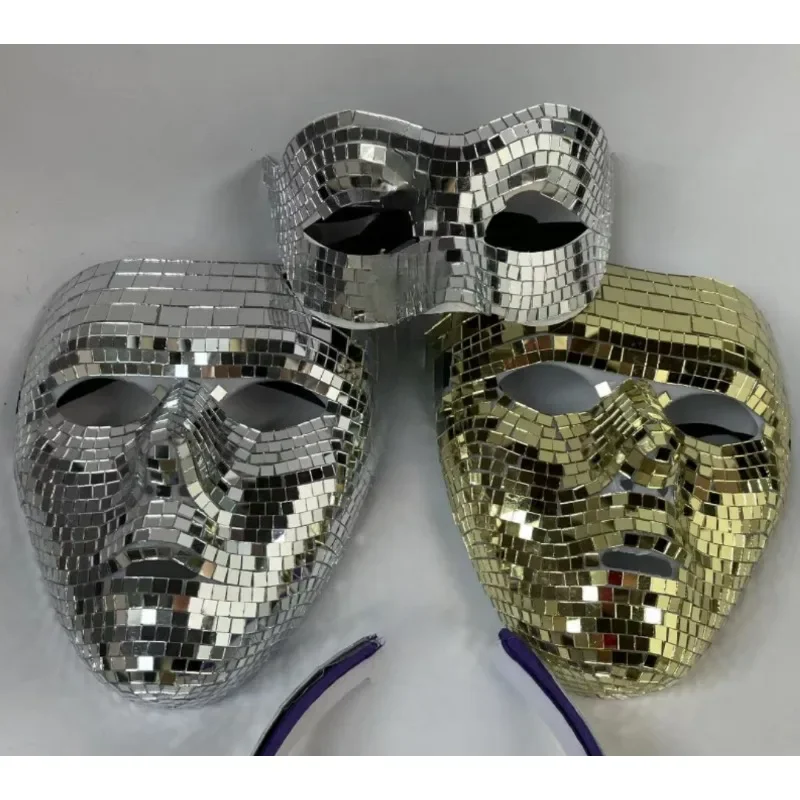 Disco Ball Glitter Mirror Face Mask Festival Masquerade Masks for Cosplay Halloween Party Night Club Mask Shap Home DJ Decor images - 6