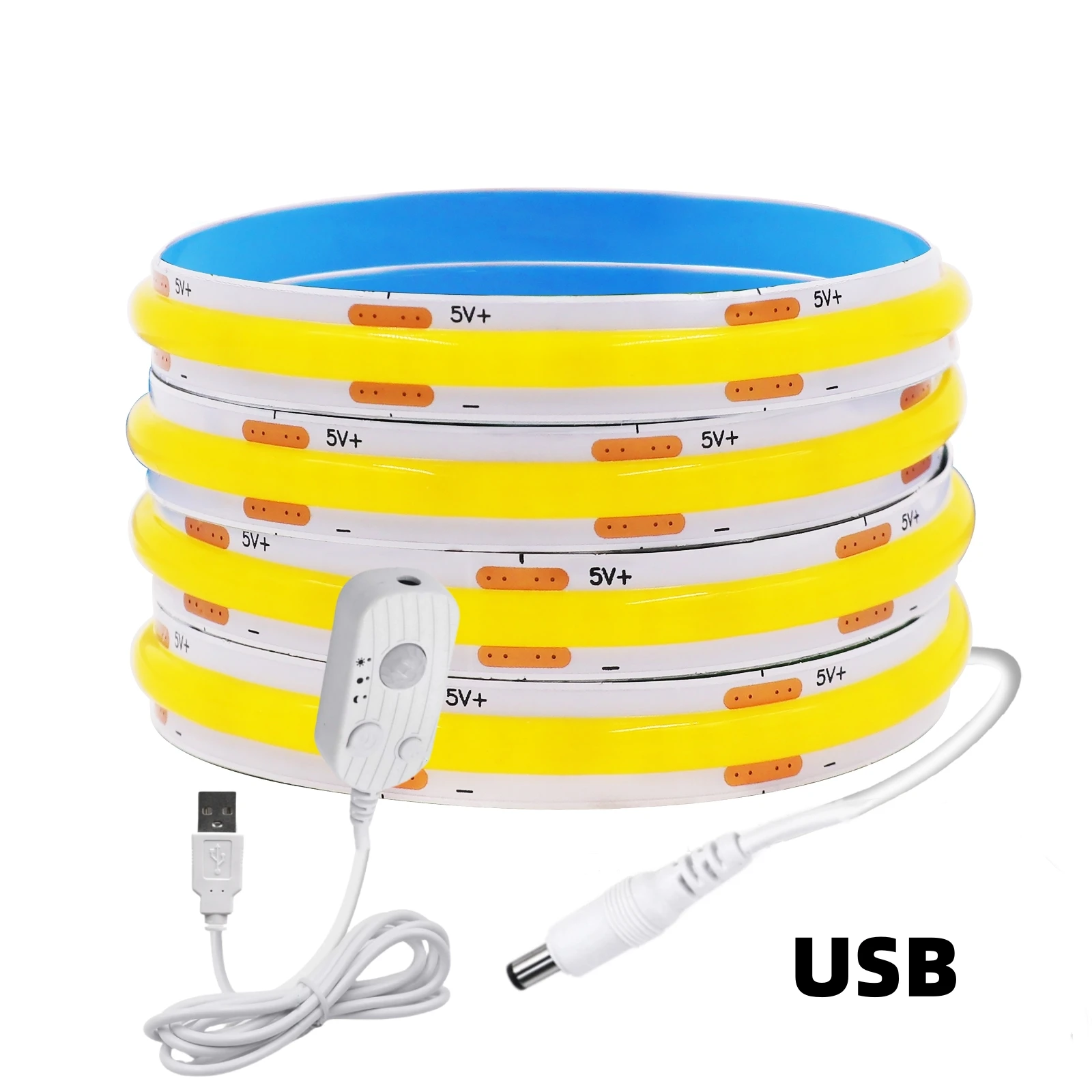 8 مللي متر COB LED قطاع 5 فولت مع محس حركة USB/بطا...