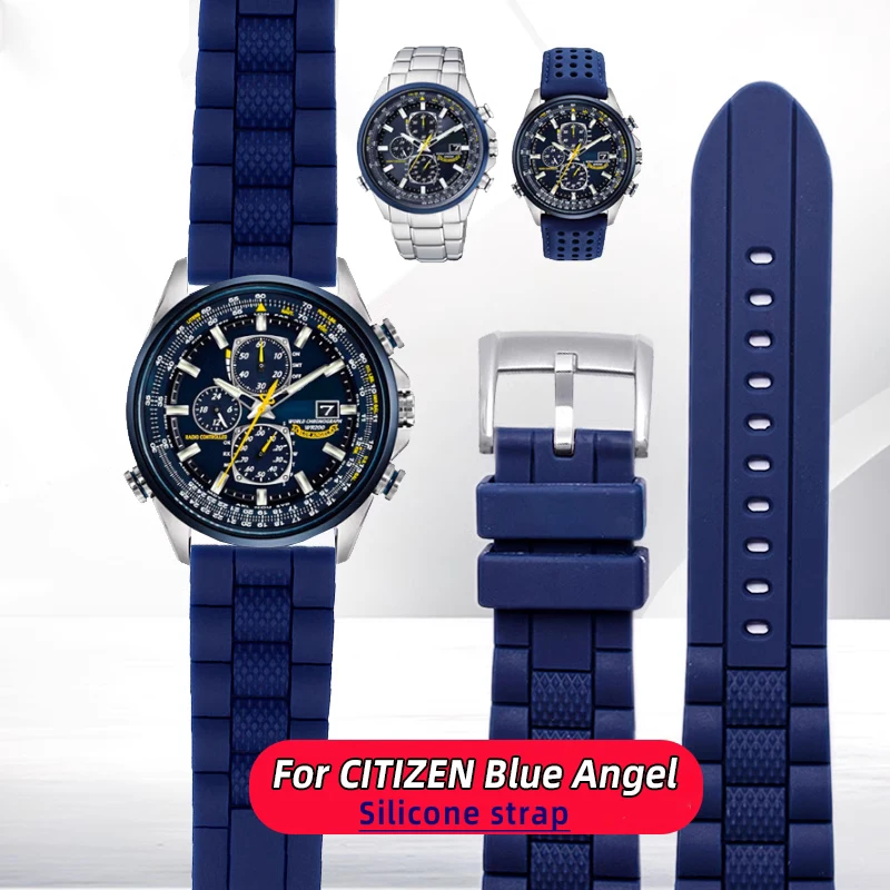

Ремешок для часов CITIZEN Blue Angel, модель 8020-03L/JY8078, мягкий ремешок для часов, мужской синий черный браслет, 22 мм 23 мм