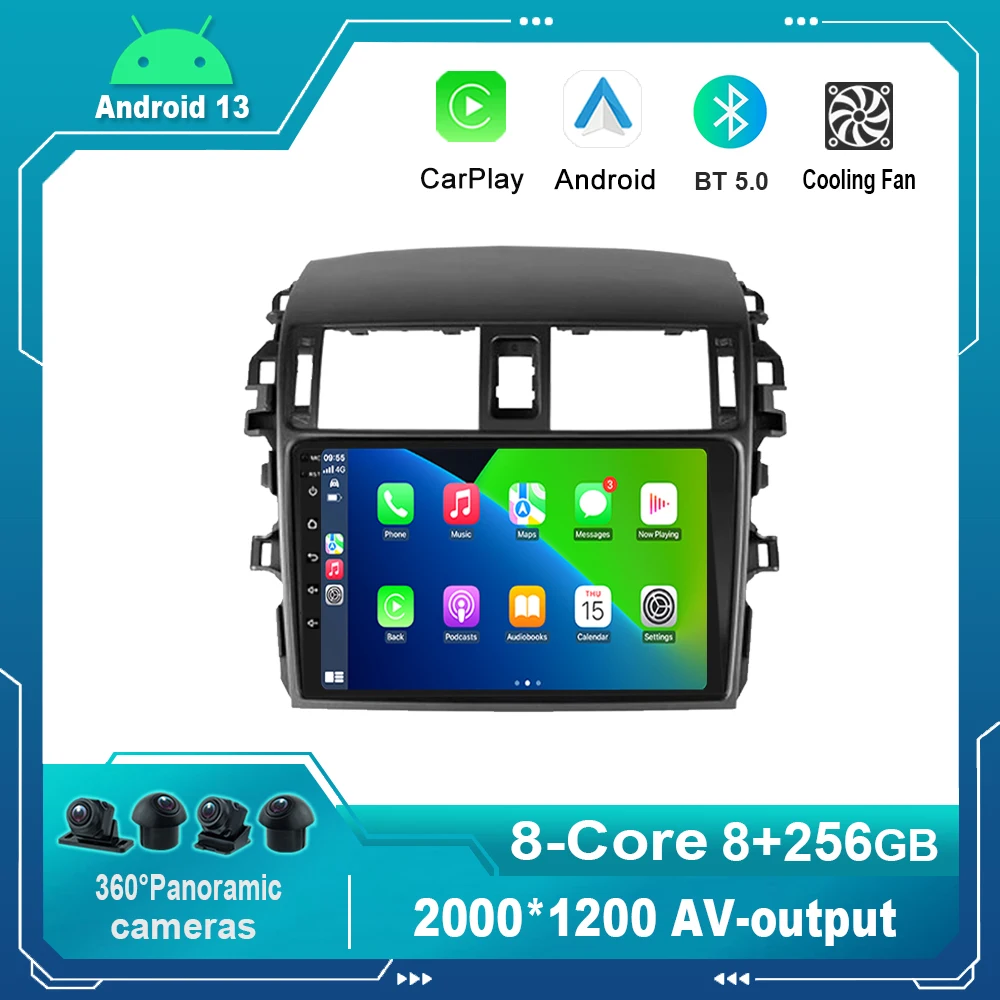 

Автомагнитола 9 дюймов, Android 13,0, мультимедийный видеоплеер, навигация для Toyota Corolla E140150 2006-2013 No 2din, 2 din, dvd