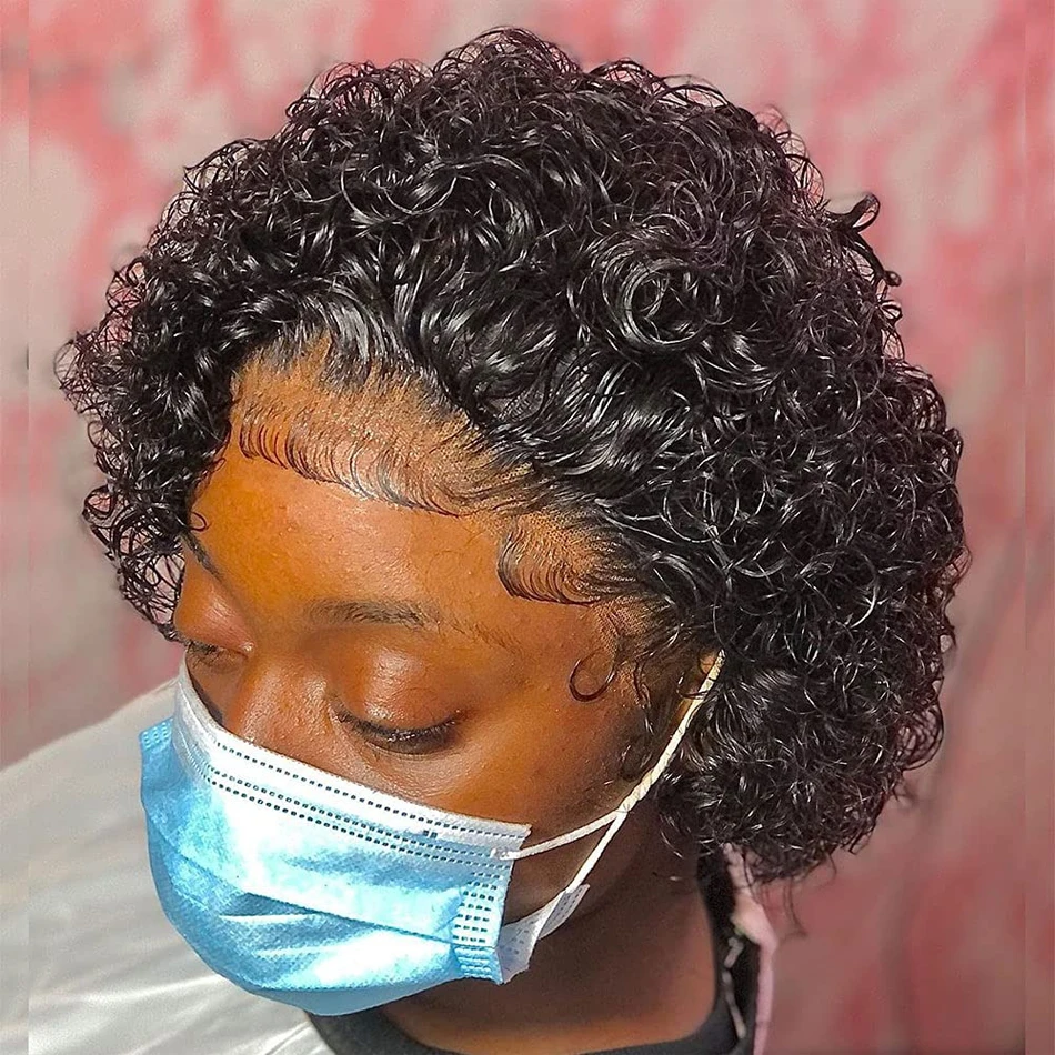 

Парик Фея Короткие вьющиеся на сетке передние 12 а человеческие волосы парики для чернокожих женщин бразильские волнистые волосы боб парик 13x1 прозрачные парики на сетке