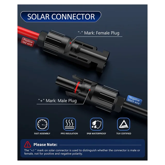 4-In-1 Solar Panel Connector Extension Cable Splitter for Anderson Connector DC Adapter Power Plug XT60 Female Conn 2