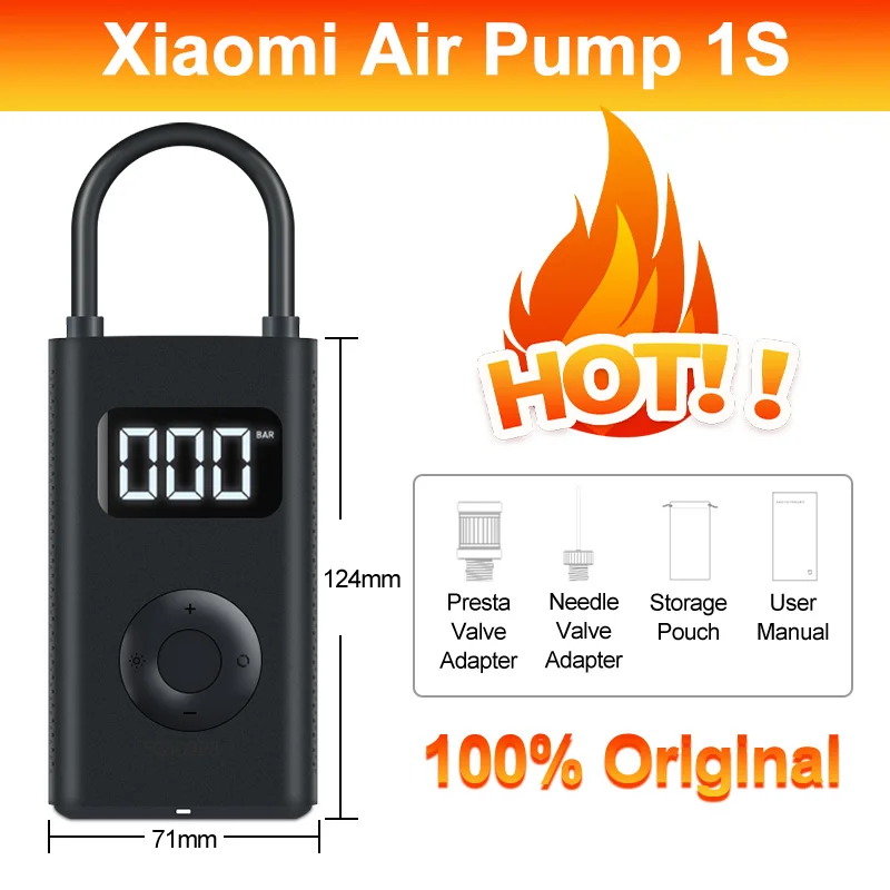 Original Xiaomi Air Pump 2 Mijia Electric Air Compressor Treasure 150PSI  Type-C LED Multitool Inflator [Increase Speed by 25%] - AliExpress