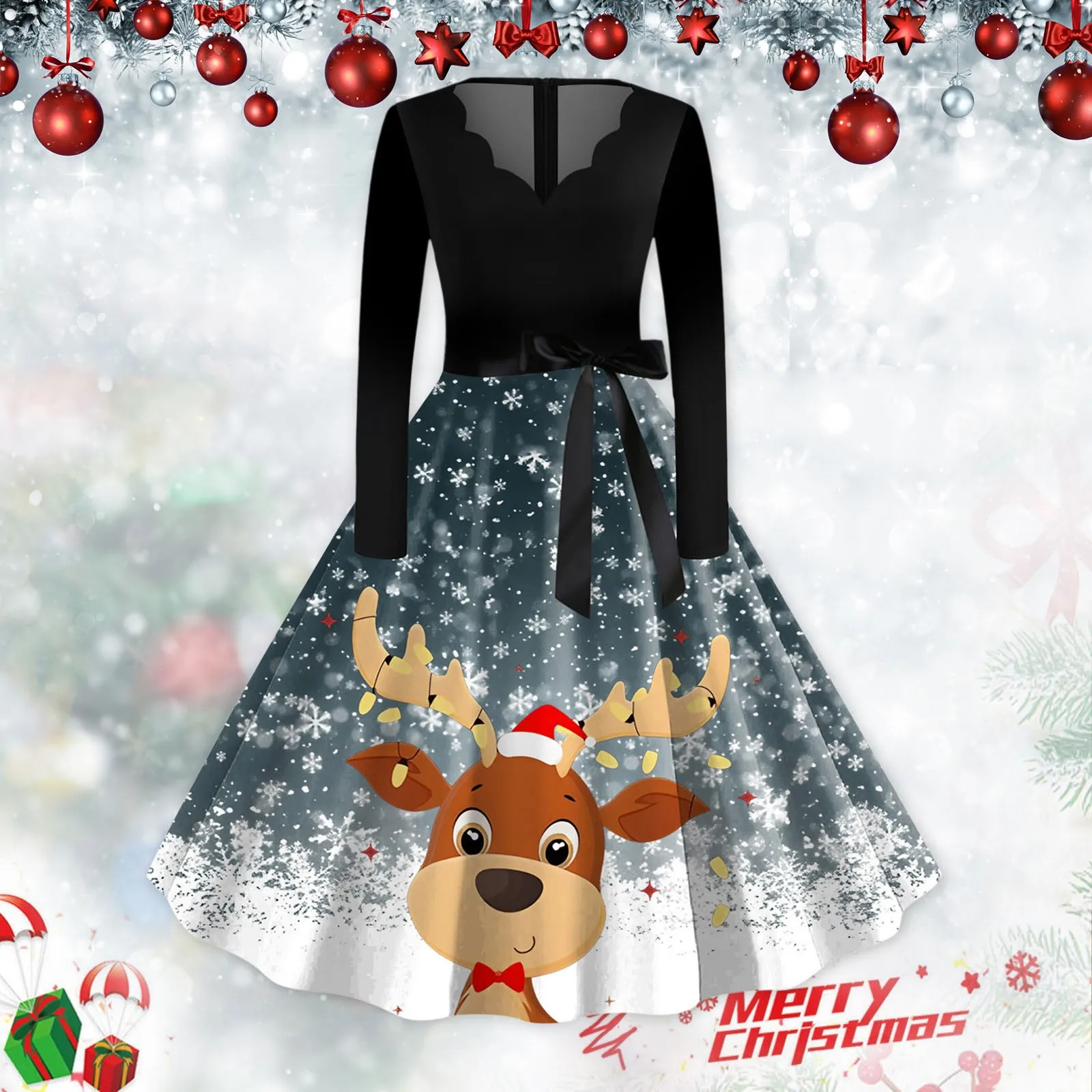 

Официальное Платье, женское модное рождественское повседневное облегающее платье с принтом и длинным рукавом, минималистичное женское платье, Новогодняя одежда