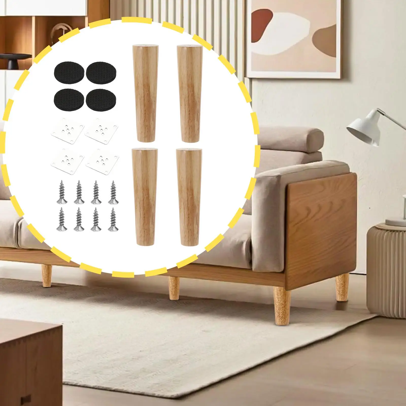 4 Pieces Wood Furniture Legs Support Couch Legs Furniture Feet Accessories for Bookcase TV Stand Table Ottoman NightStand