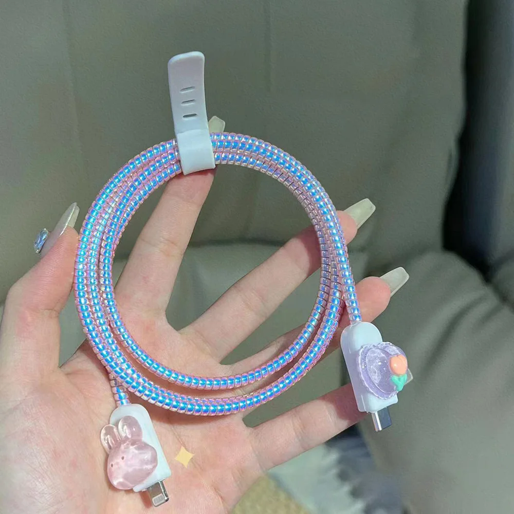 Funny Girl Charger Cable Protector US 18W 20W For iPhone 16 11 15 12 14 Pro Max 16 Plus Charger Head Cable Cord Winder Protect