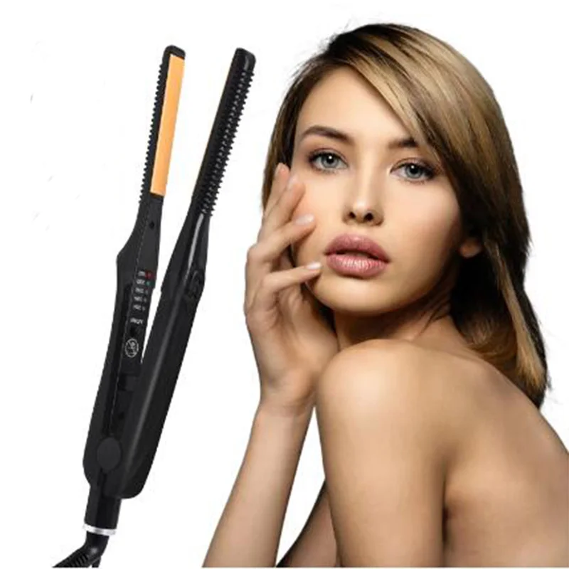 Mini Teddy Wave Hair Straightener Thin Pencil Flat Iron Titanium Professional Salon Hair Curler for Short Hair 6
