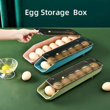 

Plastic Life Easier Egg Storage Containers Organizer Box Home Kitchen Household Automatic Slide Egg Refrigerator Storage Box