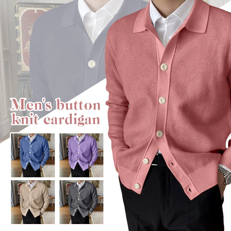 

Mens Slim Fit Knitted Cardigan Long Sleeve Sweater Solid Color Warm Button Coat Casual Warm Cardigan Jacket