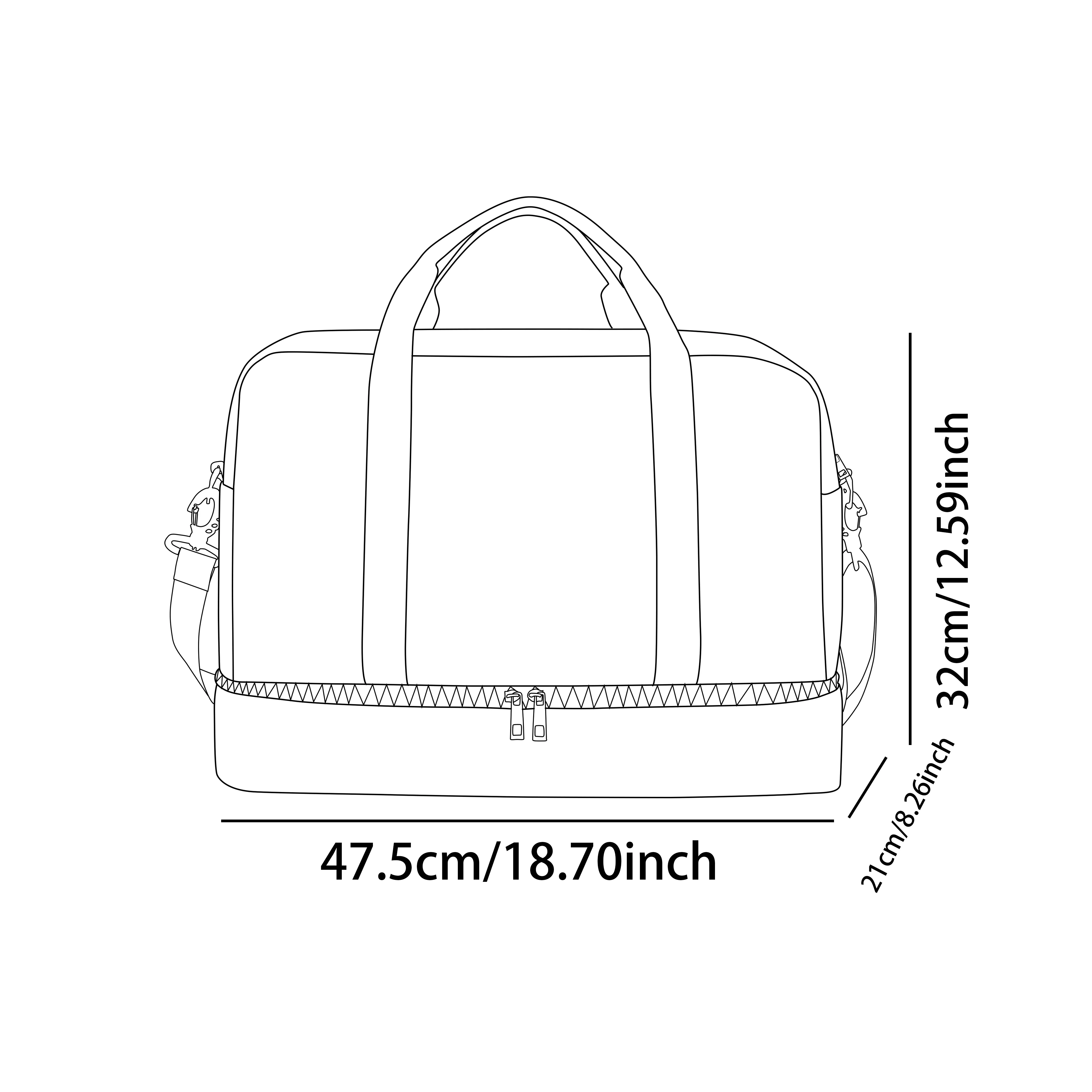 Lightweight wave patterned travel Dufile bag, large capacity sports and fitness storage bag, portable weekend overnight bag