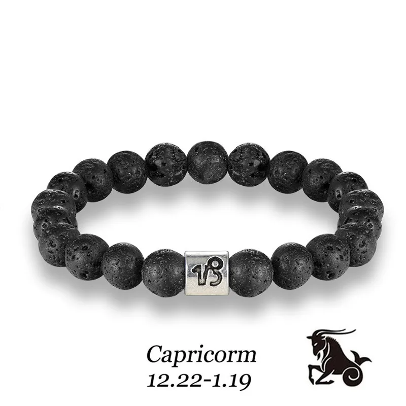 Bracelet Jewelry Stone bracelet beads lava natural homme fashion bangles Bracelet Men 12 Constellation Accessorie Jewelry male Lover Gifts