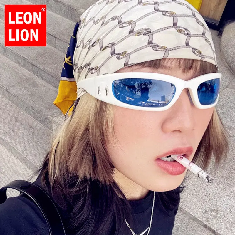 

LeonLion Y2K Punk Sunglasses Women 2023 Riding Vintage Eyewear For Women/Men Luxury Brand Glasses Men Lentes De Sol Mujer UV400