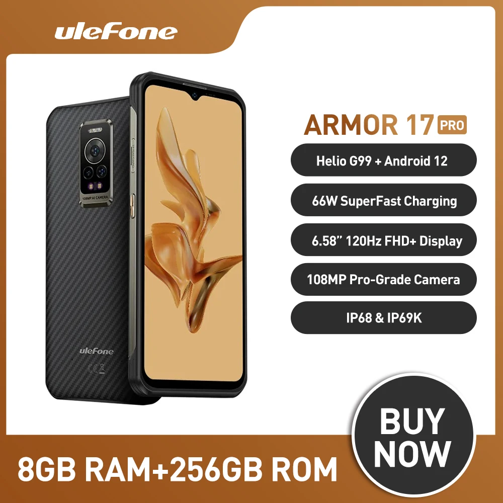 Ulefone Armor 17 Pro Rugged Phone 120Hz 108Mp Android 12 Night Vision Helio G99 8Gb 256Gb Telefoni Cellulari Nfc Smartphone Global