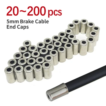 20~200pcs Bicycle 5mm Brake Cable Housing Ferrule Copper End Caps MTB Road Bike Cord End Covers Brake Line Cap