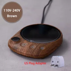Smart Electric Beverage Warmer with Adjustable Temperatures and Timer (US-Brown-NO CUP)
