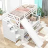 Twin Over Full Bunk Bed with Stairs and Slide, with Storage Drawers for Kids Girls Boys, Solid Wood Bunk Bed Frame 1